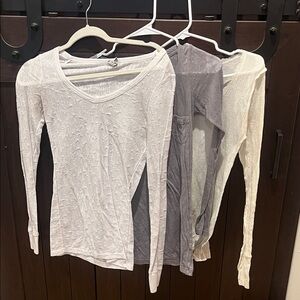 Elegant Women's Long Sleeve Tops - White, Gray, Cream